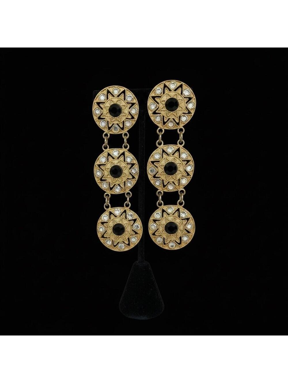 Black Glass & Crystal Runway Clip-Ons [COPY]